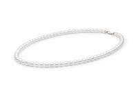 Elegante Perlenkette weiß rund 7-8 mm, 50 cm, Verschluss Roségold 14K, Gaura Pearls, Estland